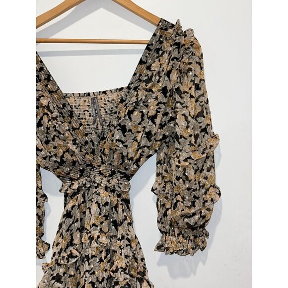 By Anthropologie Multicolour V-Neck Ruffle Cutout Dress Women's Size S - Picture 6 of 11